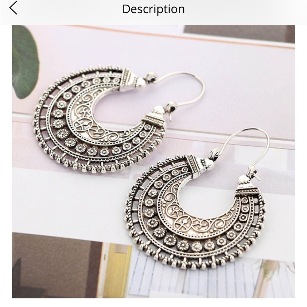 New Indian Tribal Brass Dangle Drop Earrings - Picture 2 of 4